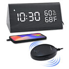 CoolFire Wooden Digital Alarm Clock w/ Vibrator Bed Shaker for Heavy Sleeper