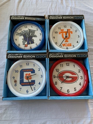 NCAA Assorted Teams Acu-Rite College Clock 8" Brand New Cover