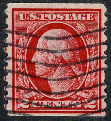 US #444 1914 VF 2c Washington, Perf 10 vertical coil, CV$40.00  *Bay Stamps* - Image 1 of 2