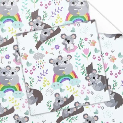 4 hojas de papel de envolver cumpleaños Koala arco iris 20x28 pulgadas para baby shower Foto 1 de 4