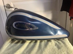 1999 Harley-Davidson FLSTS Sinister Blue W/ Gray Left Fuel Gas Tank - Picture 1 of 12