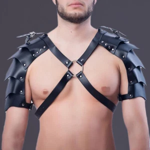 Men's Medieval Viking Shoulder Harness Body Armor LARP Warrior Shoulder Pads - Picture 1 of 5