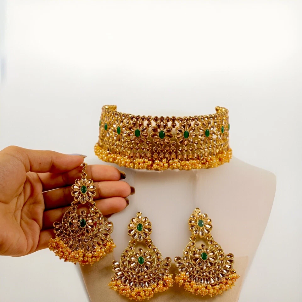 Joyería india/Juego de gargantilla Kundan/Juego de collar festivo/Juego de gargantilla de ropa de fiesta Foto 1 de 1