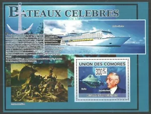 COMORO 2009 CELEBRITY SHIPS COUSTEAU ART RAFT OF THE MEDUSA SHEET MNH - Picture 1 of 1
