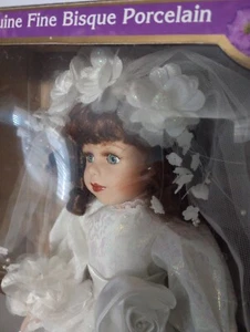 Genuine Fine Bisque Porcelain Doll Wedding Dress - Picture 1 of 3