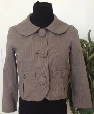 Marc By Marc Jacobs WMNS карьера бежевый полоски хлопковая смесь блейзер куртка Sz 2 EUC - Изображение 1 из 4