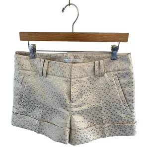 Lauren Conrad Womens Size 6 Club Shorts Cream Metallic Brocade Disco Hot Pants - Picture 1 of 10