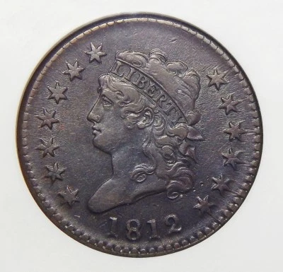 1812 NGC AU50BN LARGE DATE CLASSIC HEAD LARGE CENT - Image 1 of 4