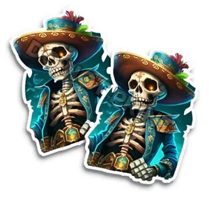 Paquete de 2 pegatinas del Día de los Muertos Calcomanías del Día de los Muertos Calavera de Azúcar #34012 - Imagen 1 de 2