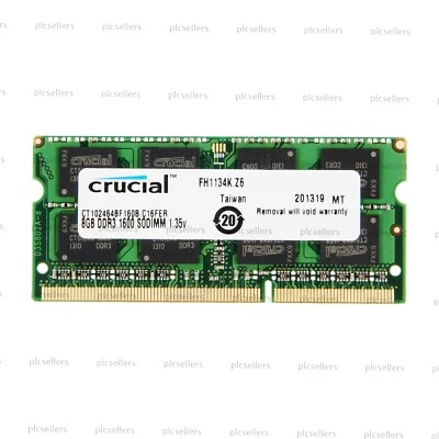 1x Crucial 8GB DDR3 DDR3L 1600MHz SODIMM RAM PC3-12800S 204-Pin Laptop Memory - Image 1 of 4