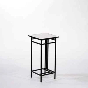 Ironwerks by Jim Quinn The Intrepid 25" Steel Table, Style 3, White Marble Top - Picture 1 of 2