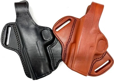 Clearance! LEFT HAND Brown Black Leather Thumb Break Belt Holster - CHOOSE - Image 1 of 4