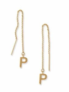 Pendientes enhebrador de alfabeto oro 14k rellenos con letra P chapados en oro 14k ester... - Imagen 1 de 1