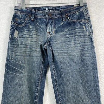 Pantalones de mezclilla 575 de diseñador de Los Ángeles azul bootcut botón mosca desgastados talla 27 Foto 1 de 4