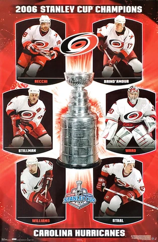 Carolina Hurricanes 2006 STANLEY CUP CHAMPIONS 6-Player Action 22x34 Wall POSTER Cover