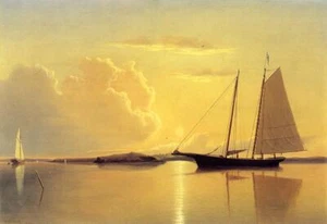 William Bradford Schoner in Fairhaven Harbor 1859 17"x 22" Archiv Kunstdruck - Bild 1 von 1