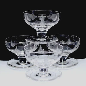 4 x Stuart Crystal Woodchester Fern & Dots Dessert Sundae Bowls - Picture 1 of 5