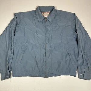 Vtg 50s McGregor Scottish Drizzler Gravenette Full Zip Men Jacket Blue Sz 44 USA - Picture 1 of 10