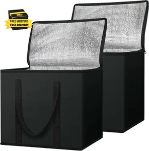2Pk Insulated Reusable Grocery Bags, Collapsible Cooler Bag for Groceries, Heavy - Picture 1 of 7