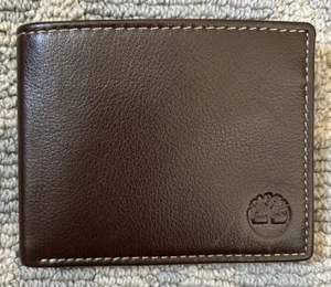 Timberland Men's Leather Wallet with Attached Flip Pocket - Passcase Brown - Picture 1 of 5