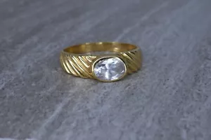 Einzigartiger weißer Zirkon Solitär Ring 18k 750 Gelbgold - Bild 1 von 6