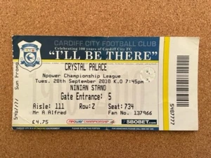 2010/11 CARDIFF CITY V CRYSTAL PALACE 28-09-2010 CHAMPIONSHIP MATCH TICKET - Picture 1 of 1