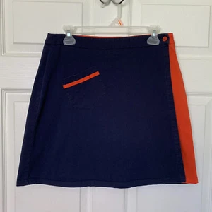 Lily’s of Beverly Hills Women’s Size 10 Wrap Mini Skirt Navy Blue Orange - Picture 1 of 12