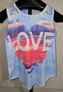 Cute Girl's Mudd Size 12 Love Tank Top Multi color Blues - Picture 1 of 9