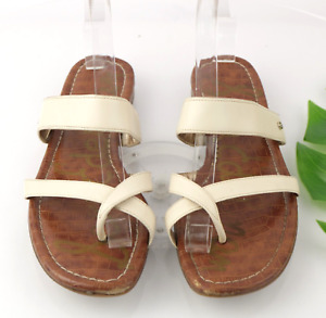 Sam Edelman Women's Bernice Sandal Size 9 Toe Post Strappy White Leather Slide