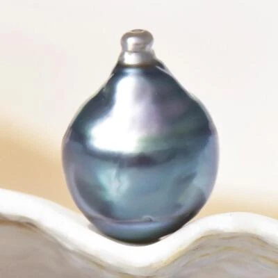 7.60 cts Tahitian South Sea Pearl 13.63mm Charcoal Black Baroque 1.52g undrilled - Image 1 of 4