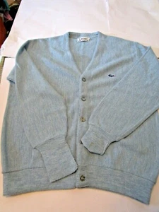 Vintage Izod Lacoste Button Down Cardigan Long Sleeve Sweater Large EUC Blue - Picture 1 of 7