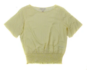 Michael Kors Damen zitrusgelb gerafft Kurzarm Oberteil Einzelhandel $ 88 neu - Bild 1 von 2