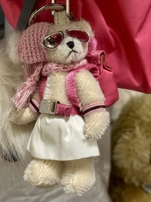 AUTH PRADA Teddy Bear with Pink Backpack & Sunglasses Keychain RARE 100% New - Image 1 of 4