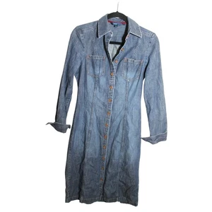 Boden Vintage Wash Long Sleeve Denim Shirt Dress sz 8 R - Picture 1 of 3