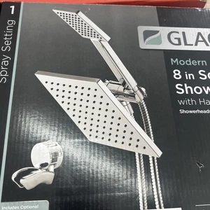 Glacier Bay Modern chrome 7.9” Dual Wall Mount +Handheld Shower Head 1009257515 - Picture 1 of 8