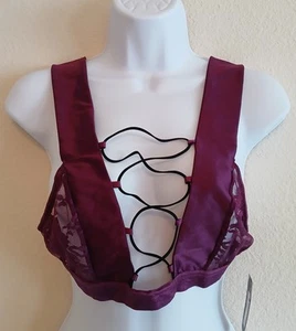 Frederick’s of Hollywood Bra XL Belle Lucia Plunge Lingerie Purple Lace NWT - Picture 1 of 15