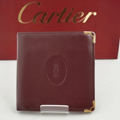 Cartera Cartier Mustline Becerro Doble C Plegable Excelente Estado Japón Foto 1 de 4