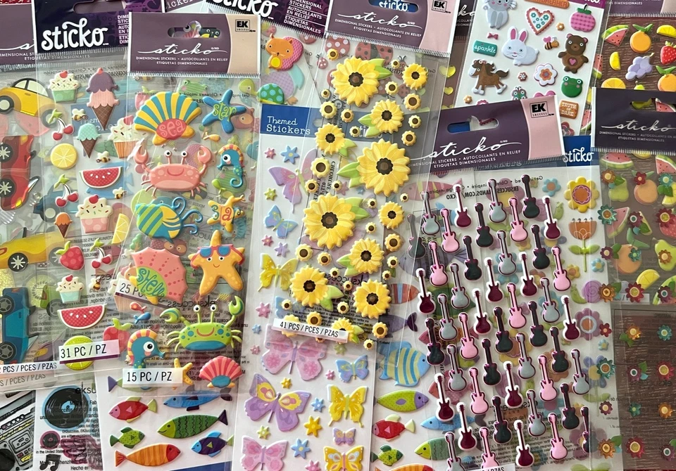 YOU CHOOSE - PUFFY STICKO 3D STICKERS - VARIOUS THEMES - SOME RARE - Image 1 of 1