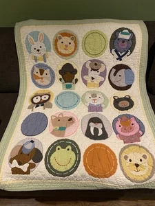 Land of Nod Crib QUILT Critters Animals Baby Shower Wall Play Mat Blanket - Picture 1 of 6