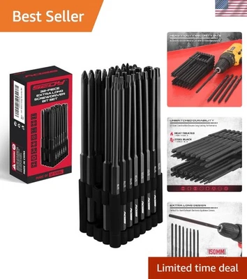 Universal 32-Piece S2 Steel Bit Set: 6" Torx, PoziDriv & More for Secure Repairs - Image 1 of 4