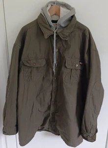 Dickies Duck Shirt Uomo Giacca 3XL Verde Cachi Cotone Cappuccio Full Zip Trapuntato Foderato - Foto 1 di 14