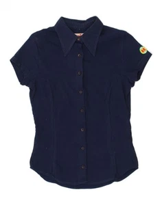 REPLAY Womens Short Sleeve Shirt UK 10 Small Navy Blue Polyamide BT69 - Picture 1 of 3