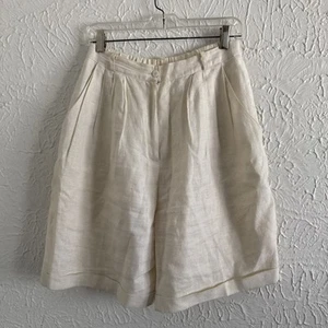 Abito plissettato donna vintage HW New York pantaloncino bianco sporco gamba larga piegato - Foto 1 di 3
