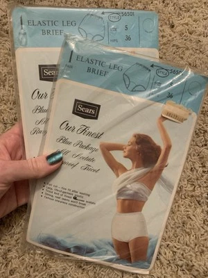 2 pares de calzoncillos elásticos vintage de acetato SEARS talla 5 caderas 36 bragas Sissy Foto 1 de 4