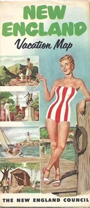 1951 NEW ENGLAND Bildkarte Points of Interest Fluggesellschaften Buslinien Eisenbahnen - Bild 1 von 8