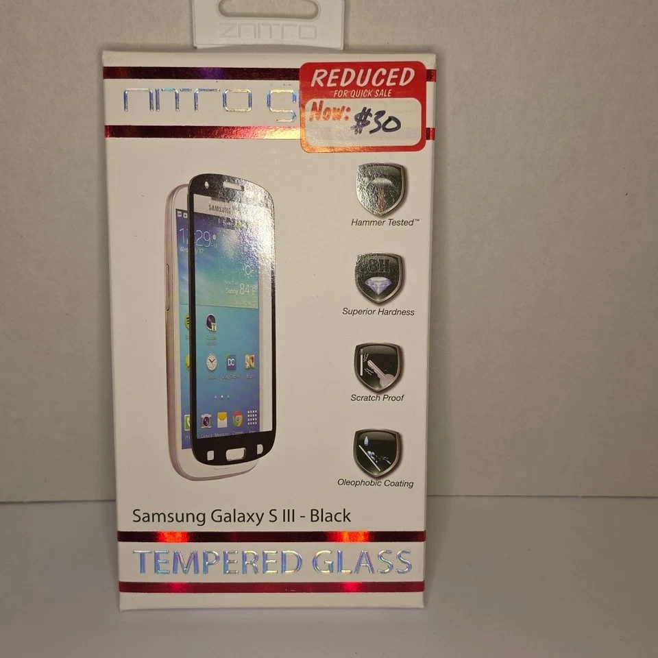 Protector de pantalla de vidrio templado de vidrio nitro para Samsung Galaxy S3 - negro nuevo Foto 1 de 2