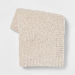 Threshold 50" x 60" Cozy Knit Sensory Friendly Throw Blanket Neutral Beige #9056 - Picture 1 of 7