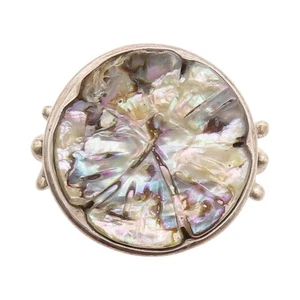 Anillo Vintage Plata de Ley 925 Redondo Forma Brutalista Abulón Talla 6 RG33263 - Imagen 1 de 8