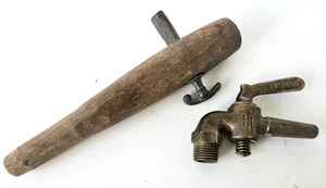 Vintage Rustic Wooden Beer Whiskey Keg Barrel Tap w/ Hinman Water Spigot Faucet - Bild 1 von 12