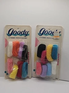 2 supporti Goody Vintage 1989 Terry Elasticizzati Coda di Cavallo Scrunchies 16 Totali #9891 NOS - Foto 1 di 8